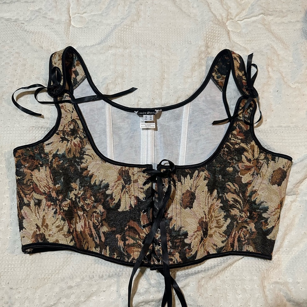 Forever 21 Black and Brown Floral Vest